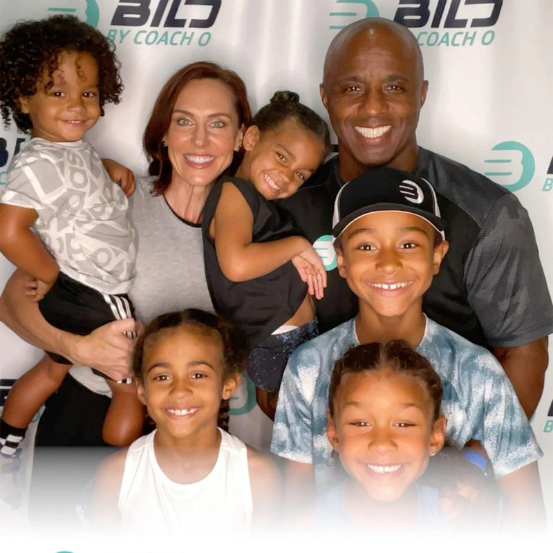 Coach O and Brooke Parker with their five children at BILD by Coach O gym grand opening in Naples FL