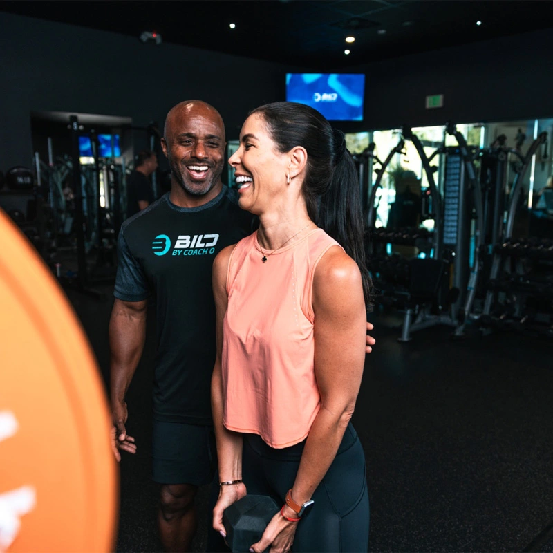 Coach O with personal training client at BILD by Coach O in Naples FL gym